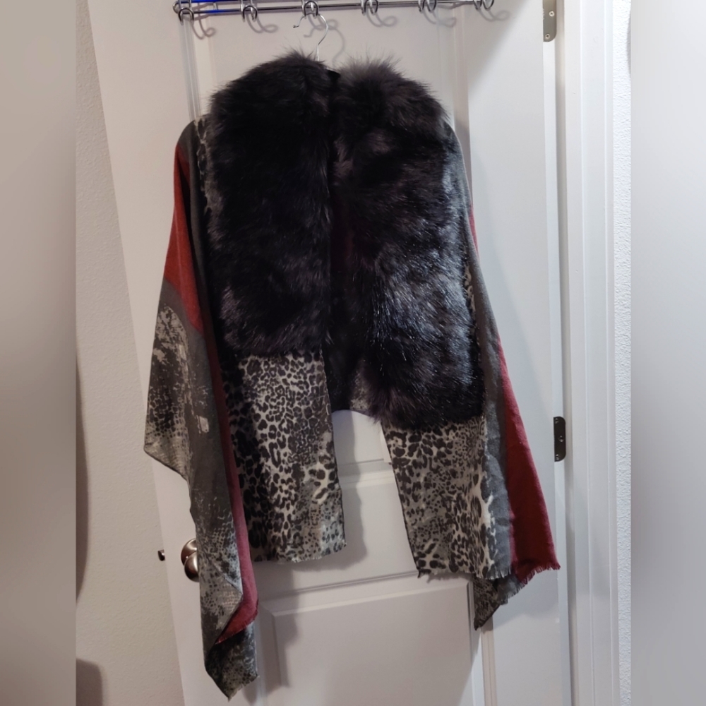 Boutique Styled Shaw with Faux Fur Collar